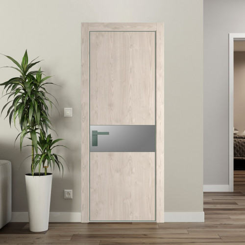Межкомнатная дверь ProfilDoors 17 NE Каштан светлый с кромкой Зеленый воск с стекляной вставкой серебро матлак