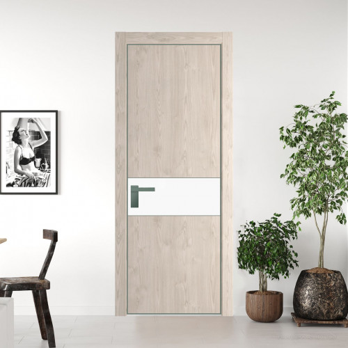Межкомнатная дверь ProfilDoors 17 NE Каштан светлый с кромкой Зеленый воск с стекляной вставкой монохром белый просветленный