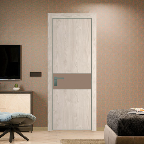 Межкомнатная дверь ProfilDoors 17 NE Каштан светлый с кромкой Зеленый воск с стекляной вставкой монохром капучино
