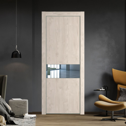 Межкомнатная дверь ProfilDoors 17 NE Каштан светлый с кромкой Зеленый воск с стекляной вставкой зеркало