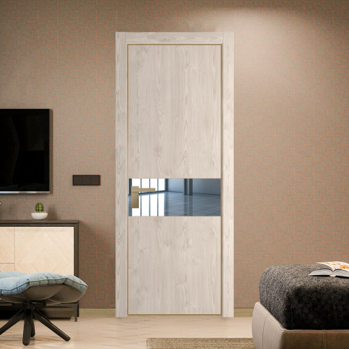 Межкомнатная дверь ProfilDoors 17 NE Каштан светлый с кромкой Золото с стекляной вставкой зеркало