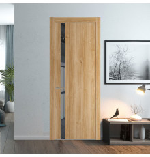 18 NE Дуб Карамель с кромкой Никель с стекляной вставкой зеркало grey