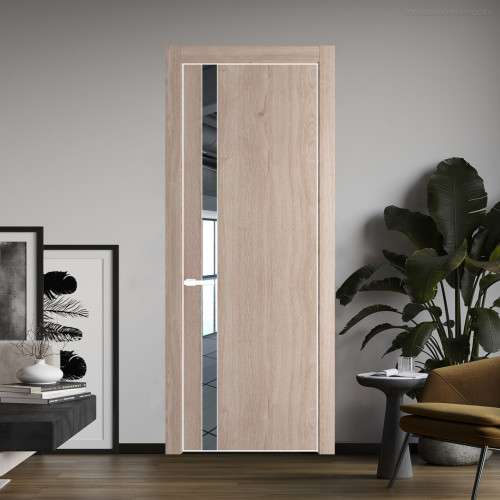 Межкомнатная дверь ProfilDoors 18 NE Дуб Сонома с кромкой Вайт с стекляной вставкой зеркало