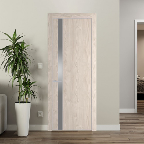 Межкомнатная дверь ProfilDoors 18 NE Каштан светлый с кромкой Матовая с стекляной вставкой серебро матлак