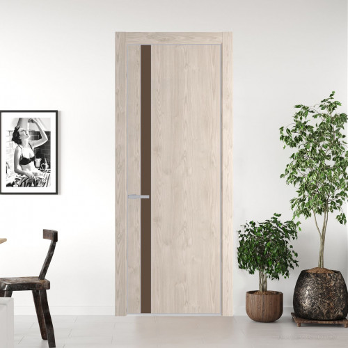 Межкомнатная дверь ProfilDoors 18 NE Каштан светлый с кромкой Матовая с стекляной вставкой монохром гляссе