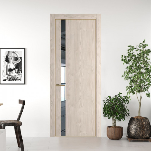Межкомнатная дверь ProfilDoors 18 NE Каштан светлый с кромкой Золото с стекляной вставкой зеркало