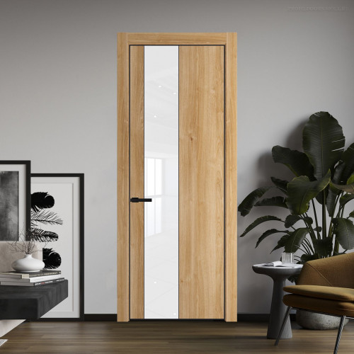 Межкомнатная дверь ProfilDoors 19 NE Дуб Карамель с кромкой Черный с стекляной вставкой лак классик