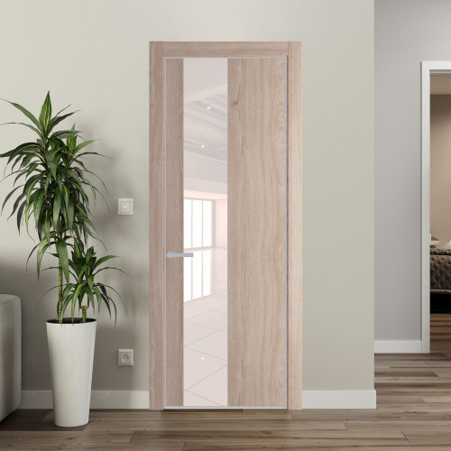 Межкомнатная дверь ProfilDoors 19 NE Дуб Сонома с кромкой Матовая с стекляной вставкой перламутровый лак