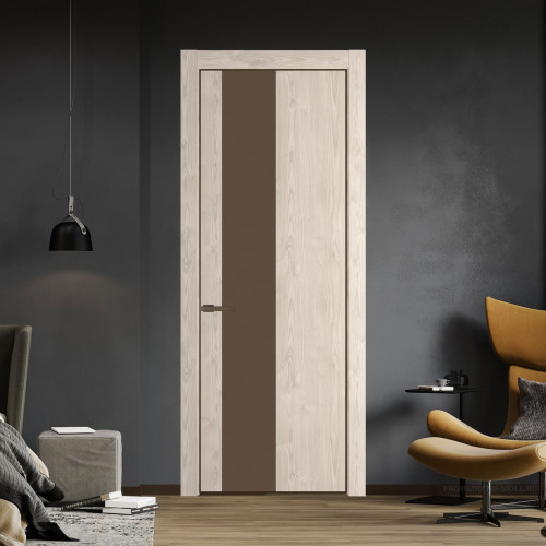 Межкомнатная дверь ProfilDoors 19 NE Каштан светлый с кромкой Деорэ с стекляной вставкой монохром гляссе