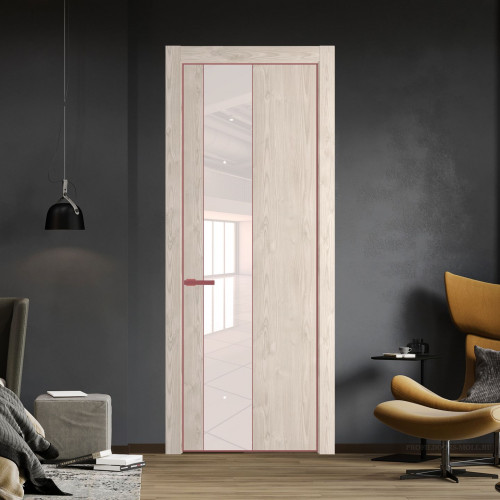 Межкомнатная дверь ProfilDoors 19 NE Каштан светлый с кромкой Красный антрацит с стекляной вставкой перламутровый лак