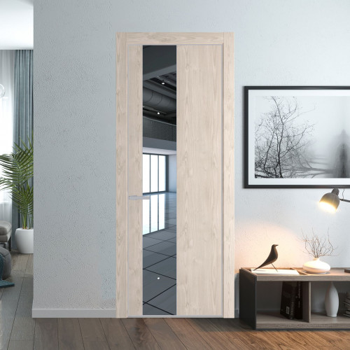 Межкомнатная дверь ProfilDoors 19 NE Каштан светлый с кромкой Матовая с стекляной вставкой зеркало