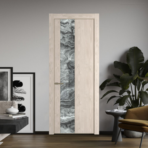 Межкомнатная дверь ProfilDoors 19 NE Каштан светлый с кромкой Шампань с стекляной вставкой атриум серебро