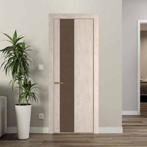 Межкомнатная дверь ProfilDoors 19 NE Каштан светлый с кромкой Шампань с стекляной вставкой монохром гляссе