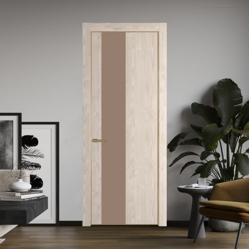 Межкомнатная дверь ProfilDoors 19 NE Каштан светлый с кромкой Золото с стекляной вставкой монохром капучино