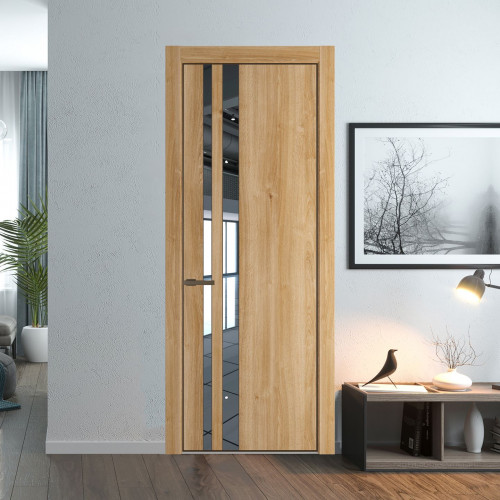 Межкомнатная дверь ProfilDoors 20 NE Дуб Карамель с кромкой Деорэ с стекляной вставкой зеркало