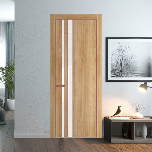 Межкомнатная дверь ProfilDoors 20 NE Дуб Карамель с кромкой Красный антрацит с стекляной вставкой лак классик