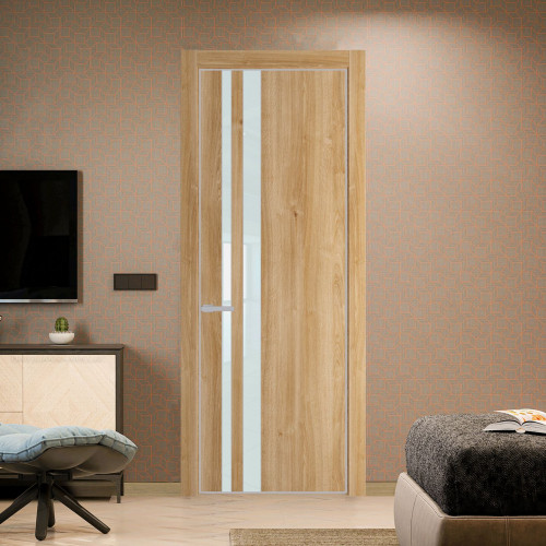 Межкомнатная дверь ProfilDoors 20 NE Дуб Карамель с кромкой Матовая с стекляной вставкой белый лак