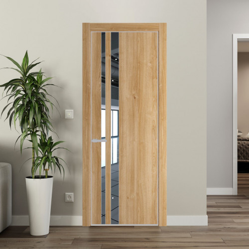 Межкомнатная дверь ProfilDoors 20 NE Дуб Карамель с кромкой Матовая с стекляной вставкой зеркало