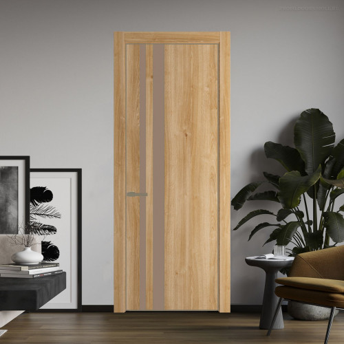 Межкомнатная дверь ProfilDoors 20 NE Дуб Карамель с кромкой Шампань с стекляной вставкой монохром капучино