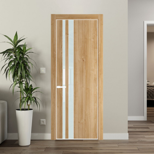 Межкомнатная дверь ProfilDoors 20 NE Дуб Карамель с кромкой Вайт с стекляной вставкой белый лак