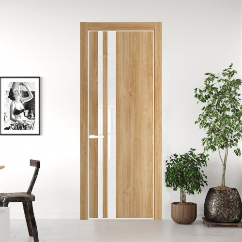 Межкомнатная дверь ProfilDoors 20 NE Дуб Карамель с кромкой Вайт с стекляной вставкой лак классик