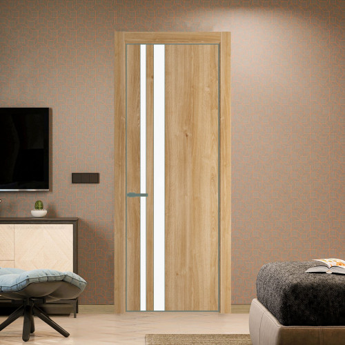 Межкомнатная дверь ProfilDoors 20 NE Дуб Карамель с кромкой Зеленый воск с стекляной вставкой монохром белый просветленный