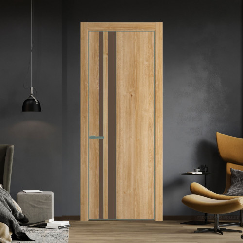 Межкомнатная дверь ProfilDoors 20 NE Дуб Карамель с кромкой Зеленый воск с стекляной вставкой монохром гляссе