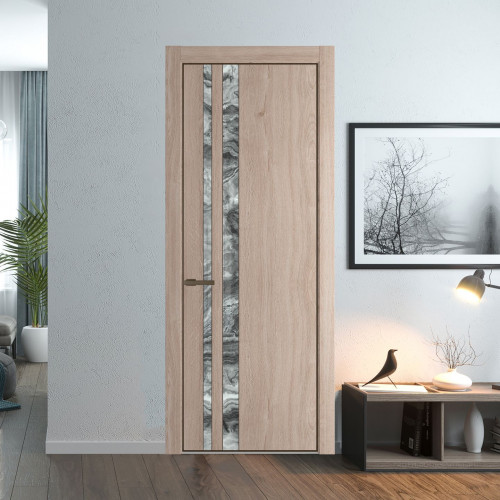 Межкомнатная дверь ProfilDoors 20 NE Дуб Сонома с кромкой Деорэ с стекляной вставкой атриум серебро
