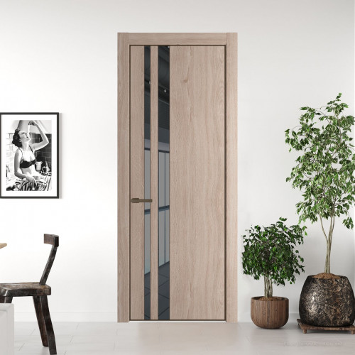 Межкомнатная дверь ProfilDoors 20 NE Дуб Сонома с кромкой Деорэ с стекляной вставкой зеркало grey