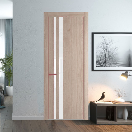 Межкомнатная дверь ProfilDoors 20 NE Дуб Сонома с кромкой Красный антрацит с стекляной вставкой лак классик