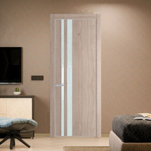 Межкомнатная дверь ProfilDoors 20 NE Дуб Сонома с кромкой Матовая с стекляной вставкой белый лак