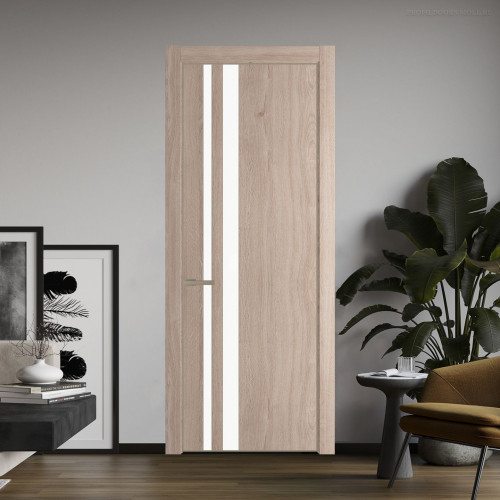 Межкомнатная дверь ProfilDoors 20 NE Дуб Сонома с кромкой Никель с стекляной вставкой монохром белый просветленный