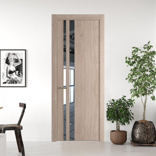 Межкомнатная дверь ProfilDoors 20 NE Дуб Сонома с кромкой Шампань с стекляной вставкой зеркало