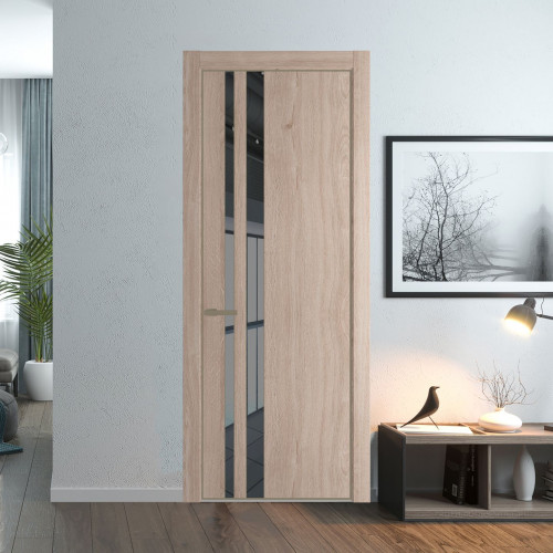 Межкомнатная дверь ProfilDoors 20 NE Дуб Сонома с кромкой Шампань с стекляной вставкой зеркало grey