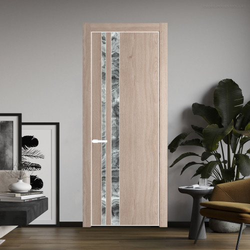 Межкомнатная дверь ProfilDoors 20 NE Дуб Сонома с кромкой Вайт с стекляной вставкой атриум серебро