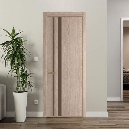 Межкомнатная дверь ProfilDoors 20 NE Дуб Сонома с кромкой Золото с стекляной вставкой монохром гляссе
