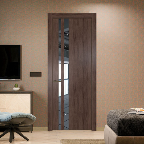 Межкомнатная дверь ProfilDoors 20 NE Дуб Тобакко с кромкой Деорэ с стекляной вставкой зеркало