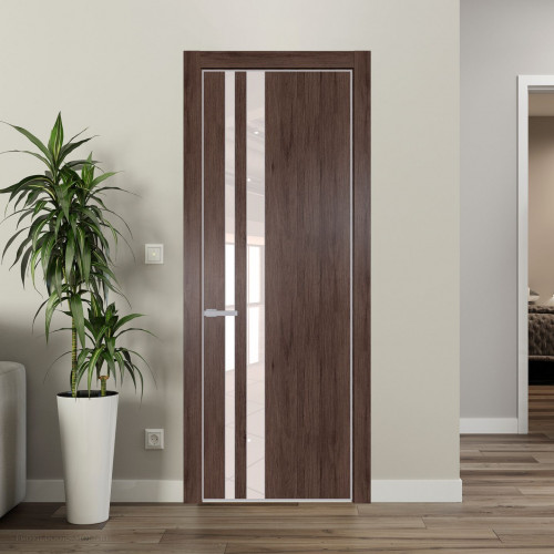 Межкомнатная дверь ProfilDoors 20 NE Дуб Тобакко с кромкой Матовая с стекляной вставкой перламутровый лак
