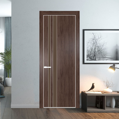 Межкомнатная дверь ProfilDoors 20 NE Дуб Тобакко с кромкой Вайт с стекляной вставкой монохром гляссе