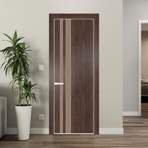 Межкомнатная дверь ProfilDoors 20 NE Дуб Тобакко с кромкой Вайт с стекляной вставкой монохром капучино