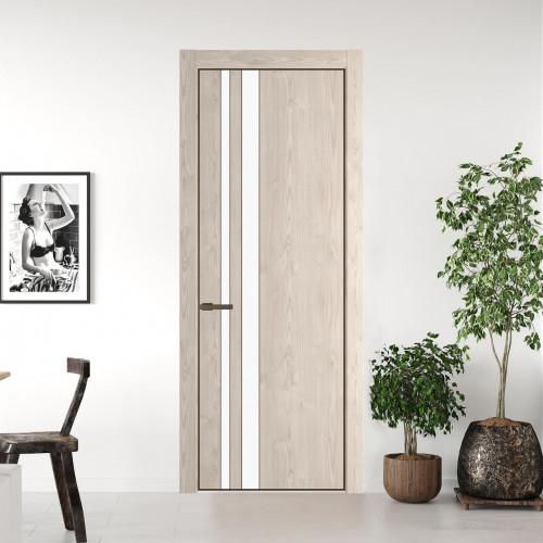 Межкомнатная дверь ProfilDoors 20 NE Каштан светлый с кромкой Деорэ с стекляной вставкой монохром белый просветленный