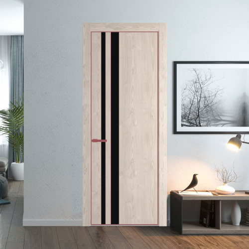 Межкомнатная дверь ProfilDoors 20 NE Каштан светлый с кромкой Красный антрацит с стекляной вставкой монохром черный