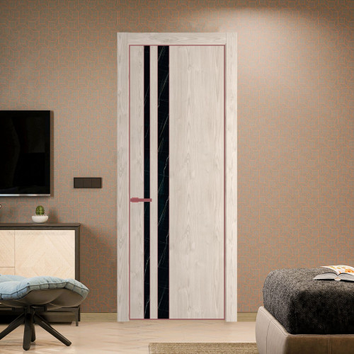 Межкомнатная дверь ProfilDoors 20 NE Каштан светлый с кромкой Красный антрацит с стекляной вставкой неро мрамор