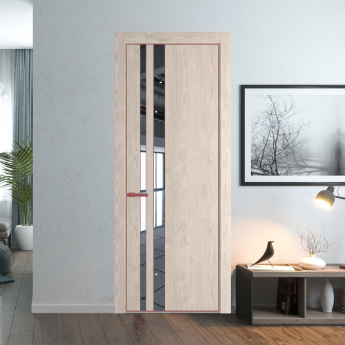 Межкомнатная дверь ProfilDoors 20 NE Каштан светлый с кромкой Красный антрацит с стекляной вставкой зеркало