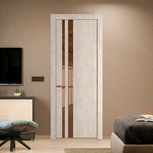 Межкомнатная дверь ProfilDoors 20 NE Каштан светлый с кромкой Красный антрацит с стекляной вставкой зеркало bronze