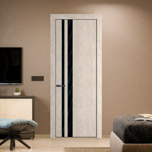 Межкомнатная дверь ProfilDoors 20 NE Каштан светлый с кромкой Серая Ночь с стекляной вставкой неро мрамор