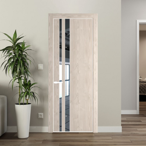 Межкомнатная дверь ProfilDoors 20 NE Каштан светлый с кромкой Вайт с стекляной вставкой зеркало