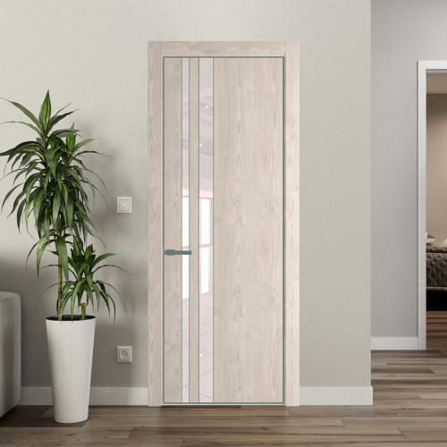 Межкомнатная дверь ProfilDoors 20 NE Каштан светлый с кромкой Зеленый воск с стекляной вставкой перламутровый лак