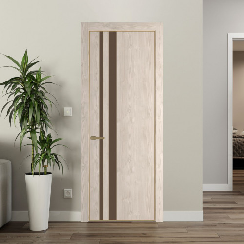 Межкомнатная дверь ProfilDoors 20 NE Каштан светлый с кромкой Золото с стекляной вставкой монохром гляссе