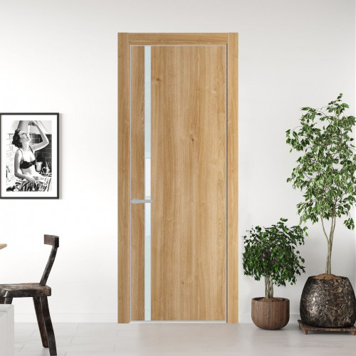 Межкомнатная дверь ProfilDoors 21 NE Дуб Карамель с кромкой Матовая с стекляной вставкой белый лак